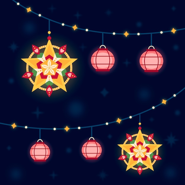 Flat christmas parol illustration