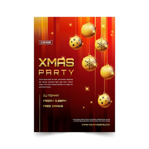 Flat christmas party flyer template