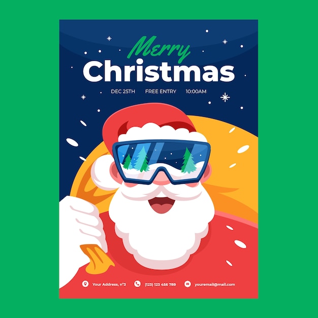 Free Vector flat christmas party vertical poster template