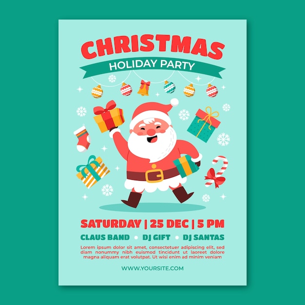 Free Vector flat christmas party vertical poster template