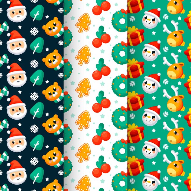 Flat christmas pattern collection