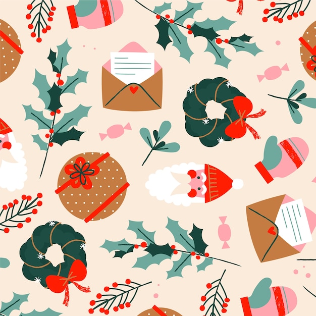 Flat christmas pattern design