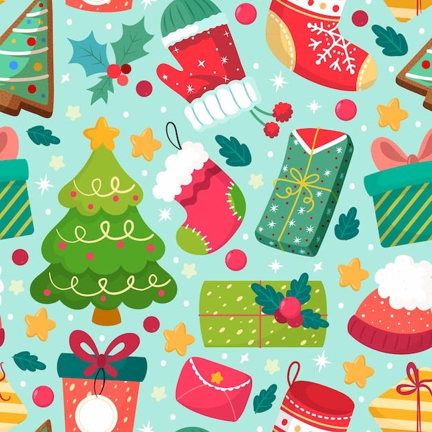 Flat christmas pattern design