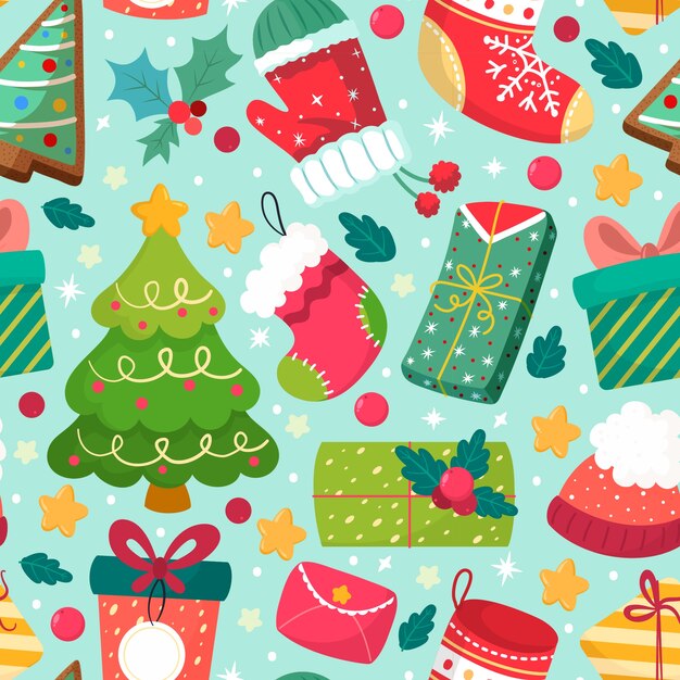 Flat christmas pattern design