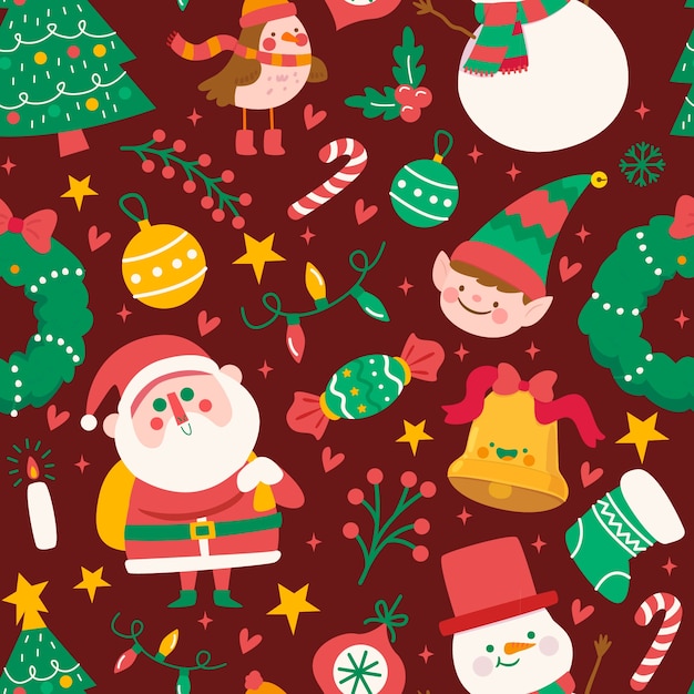 Flat christmas pattern design