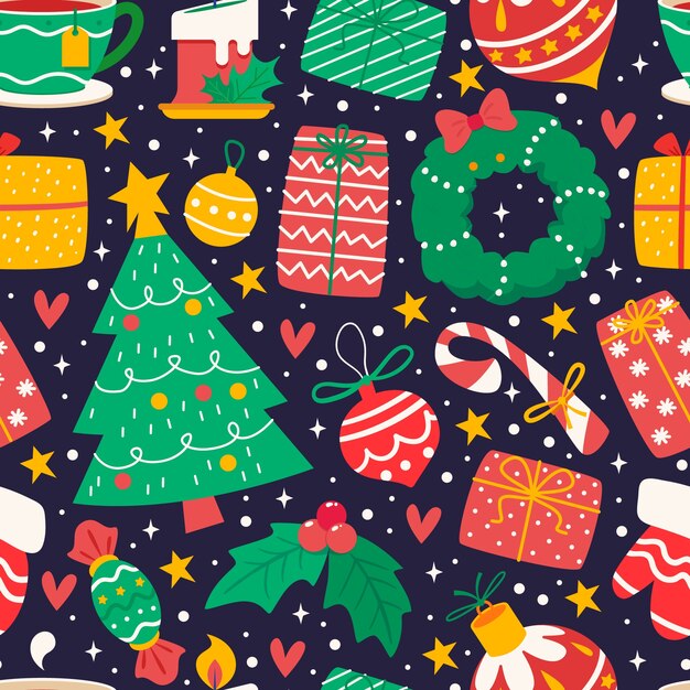 Flat christmas pattern design