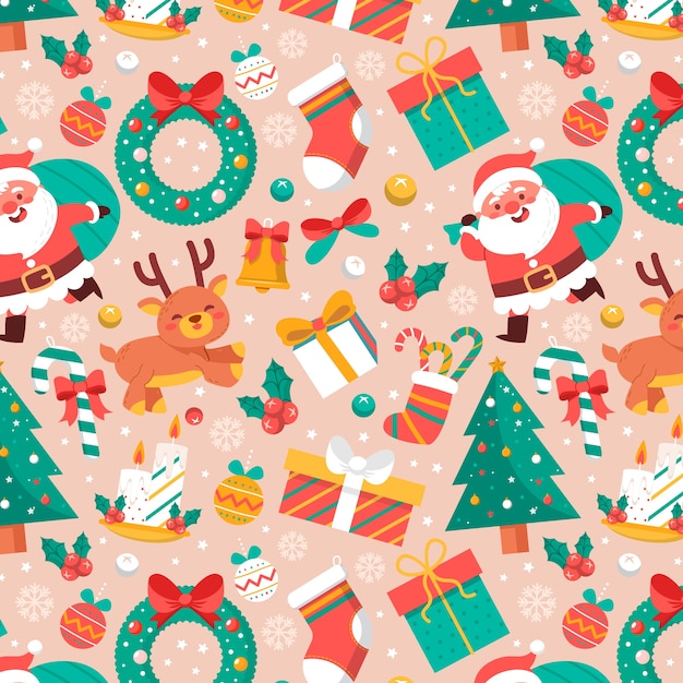 Flat christmas pattern design