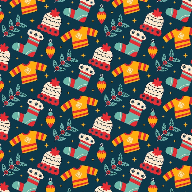 Free Vector flat christmas pattern design