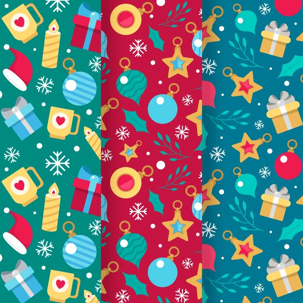 Flat christmas patterns collection