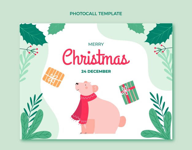 Flat christmas photocall template