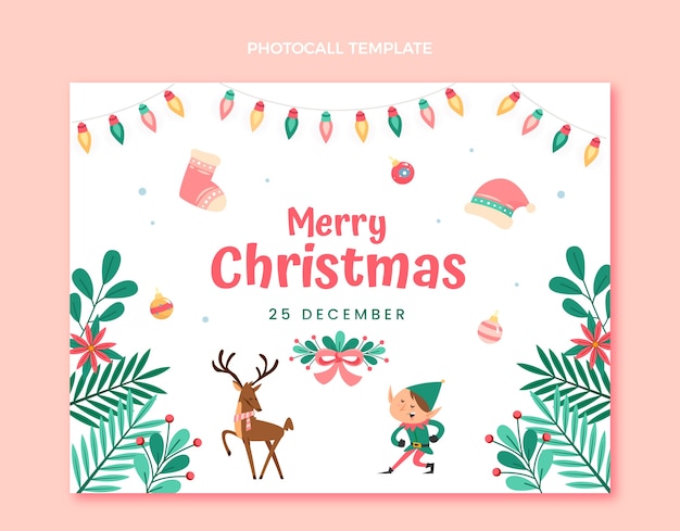 Flat christmas photocall template