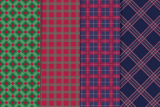 Free Vector flat christmas plaid pattern design