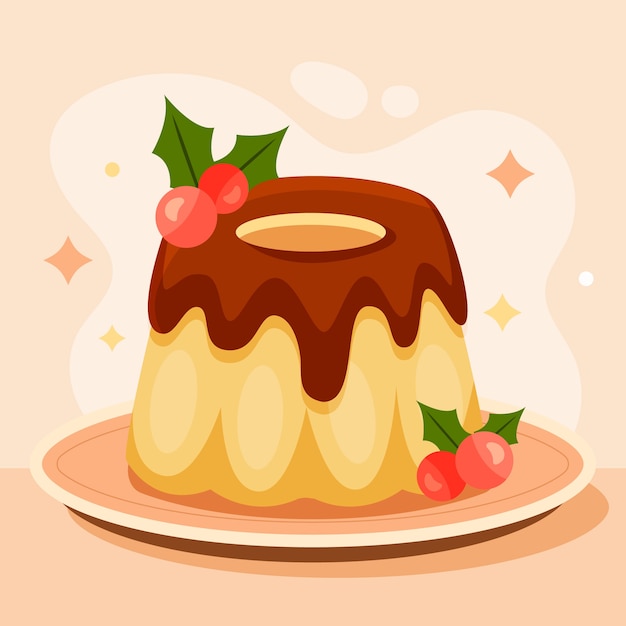 Flat christmas pudding illustration