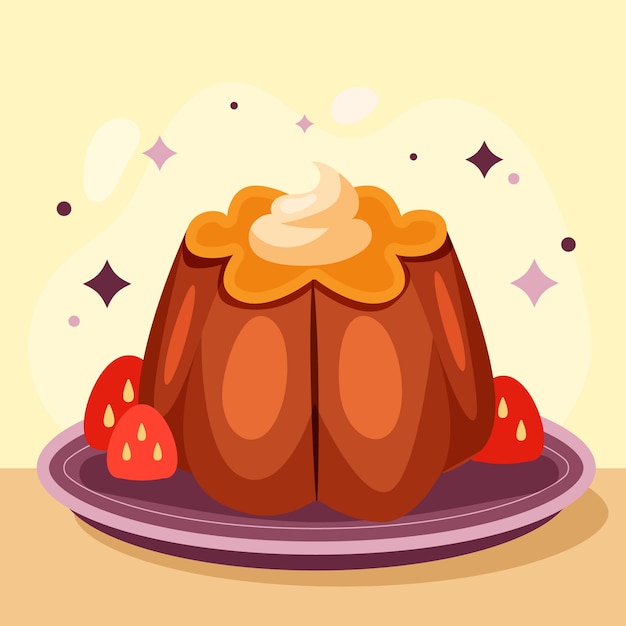 Flat christmas pudding illustration