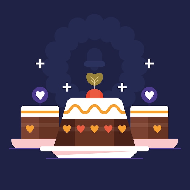 Flat christmas pudding illustration