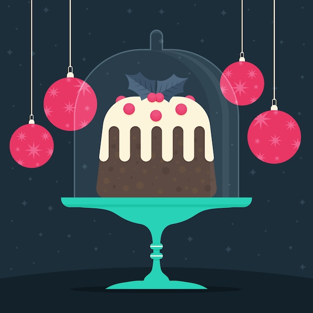 Free vector flat christmas pudding illustration