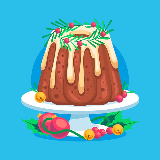 Flat christmas pudding illustration