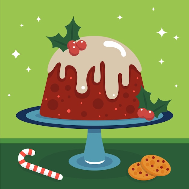 Free Vector flat christmas pudding illustration