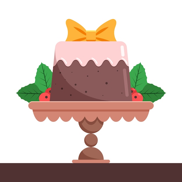 Free Vector flat christmas pudding illustration