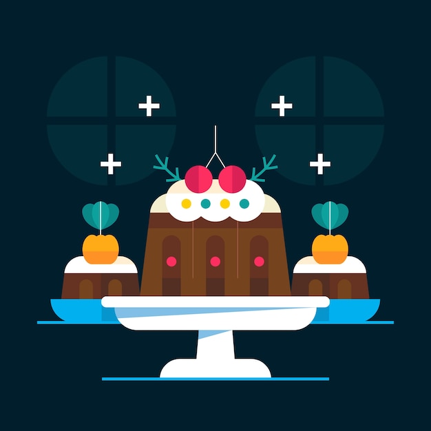 Free Vector flat christmas pudding illustration