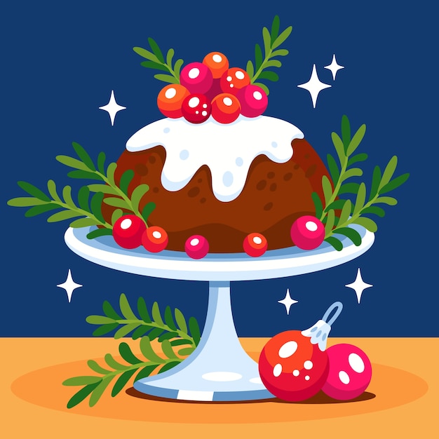 Free vector flat christmas pudding illustration