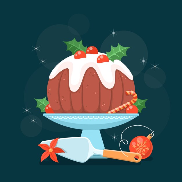 Flat christmas pudding illustration