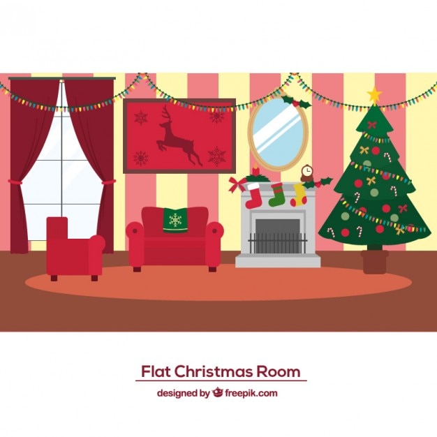 Free Vector flat christmas room