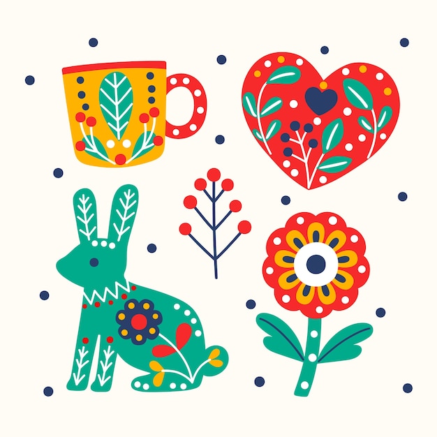 Free vector flat christmas scandinavian elements collection