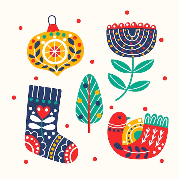 Flat christmas scandinavian elements collection