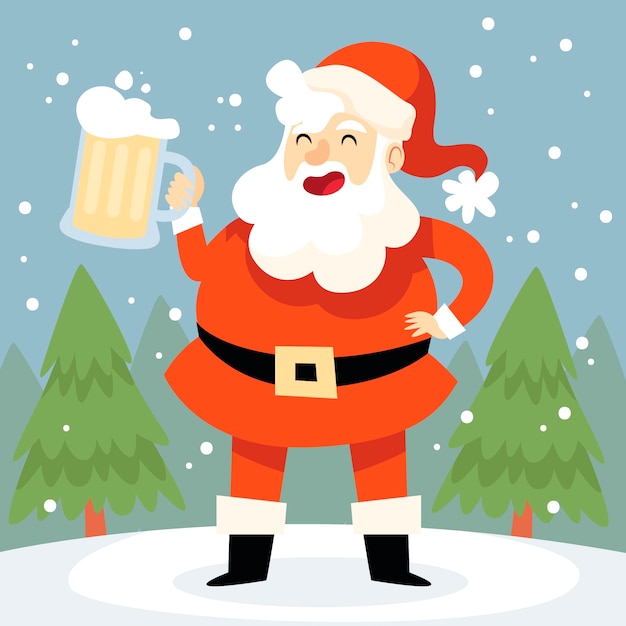 Flat christmas season beer illustration