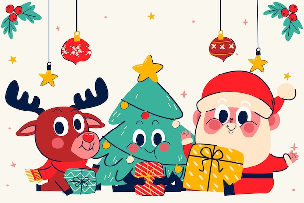 Flat christmas season celebration background