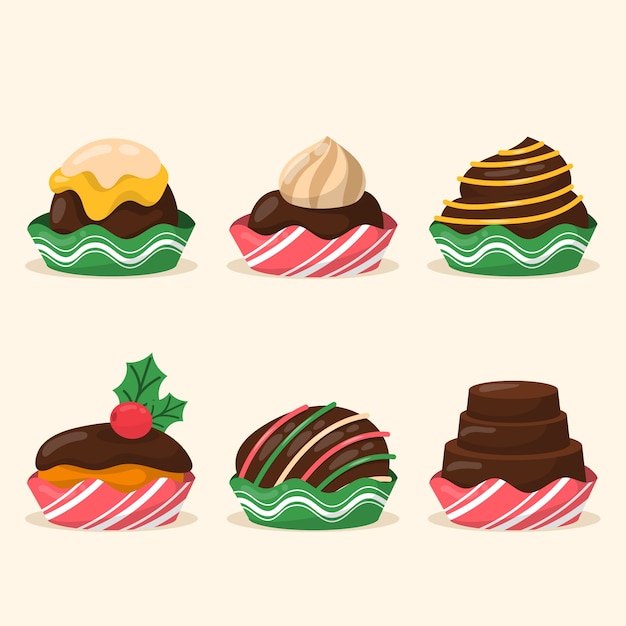 Free Vector flat christmas season chocolates collection