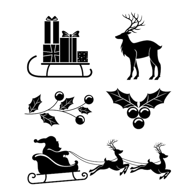 Free Vector flat christmas season elements silhouette