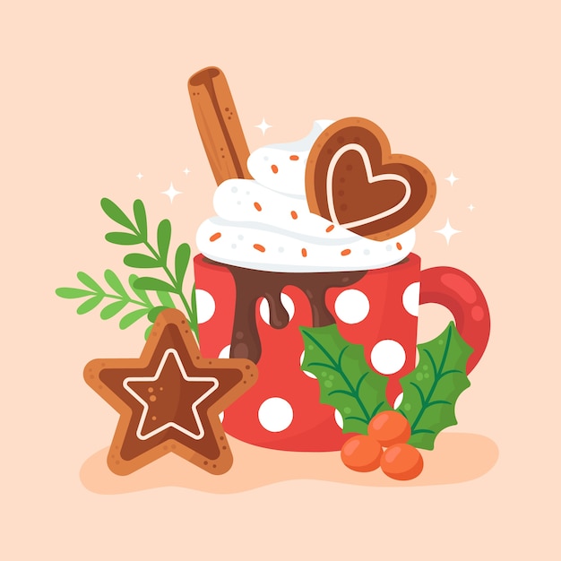 Free Vector flat christmas season hot chocolate illustration