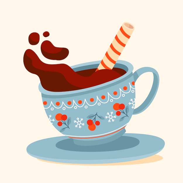 Flat christmas season hot chocolate illustration