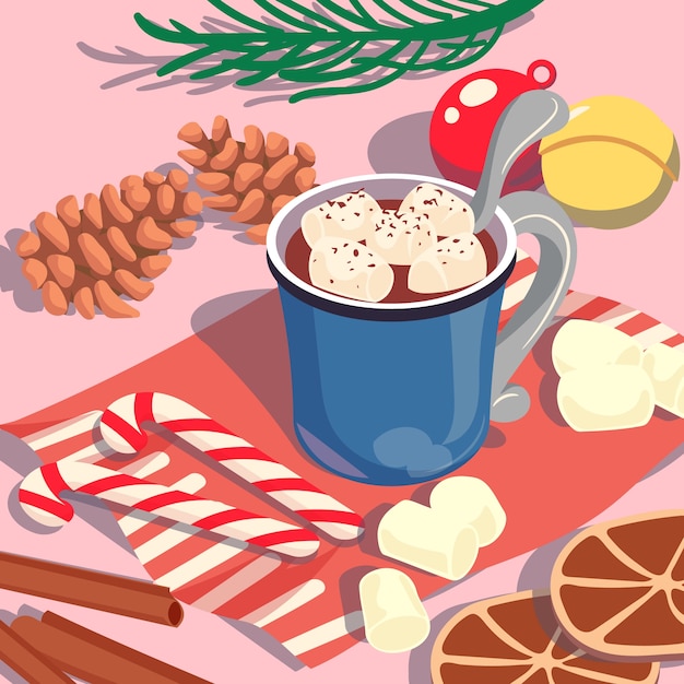 Free Vector flat christmas season hot chocolate illustration