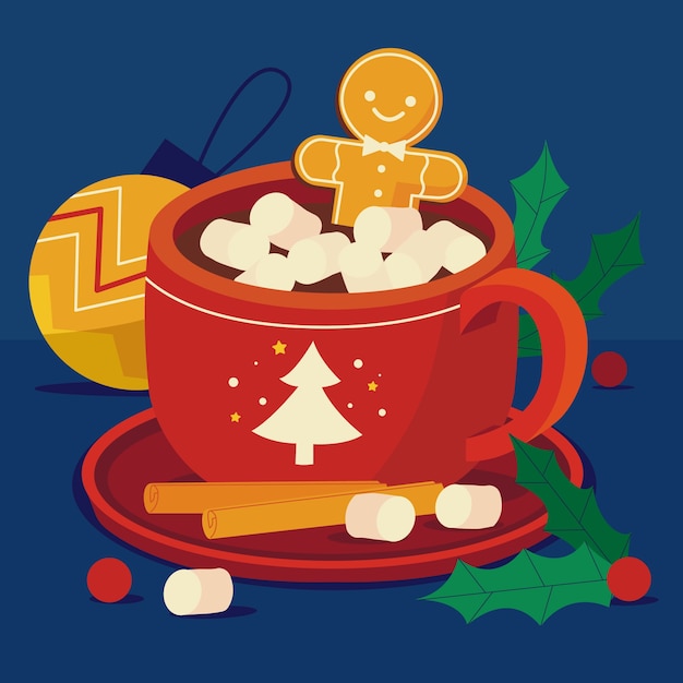 Free Vector flat christmas season hot chocolate illustration