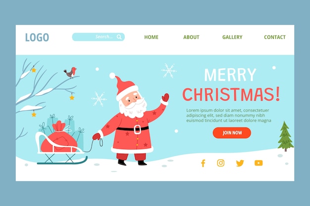 Free Vector flat christmas season landing page template