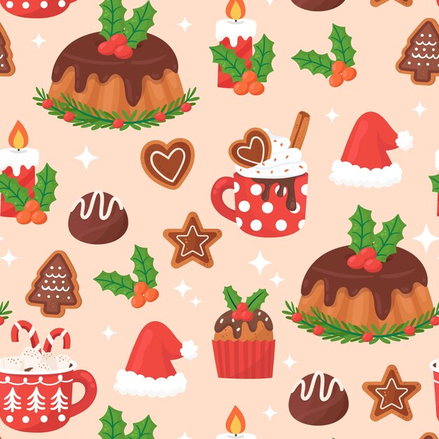 Flat christmas season pattern design