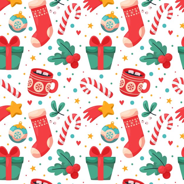 Flat christmas season pattern design