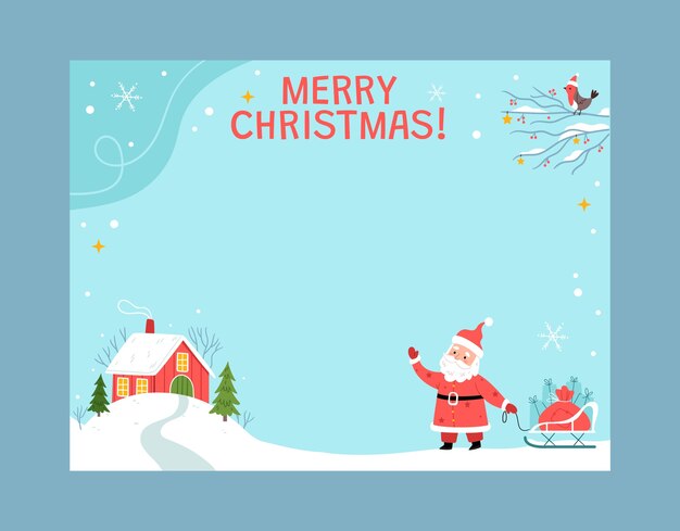 Flat christmas season photocall template