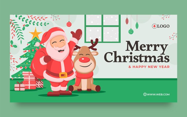 Flat christmas season social media post template