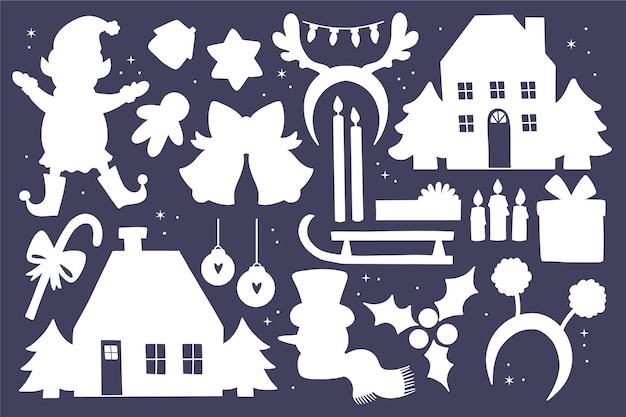 Free Vector flat christmas silhouette