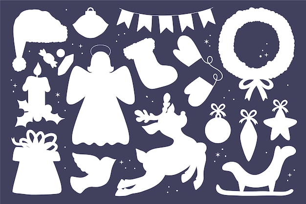 Free Vector flat christmas silhouette