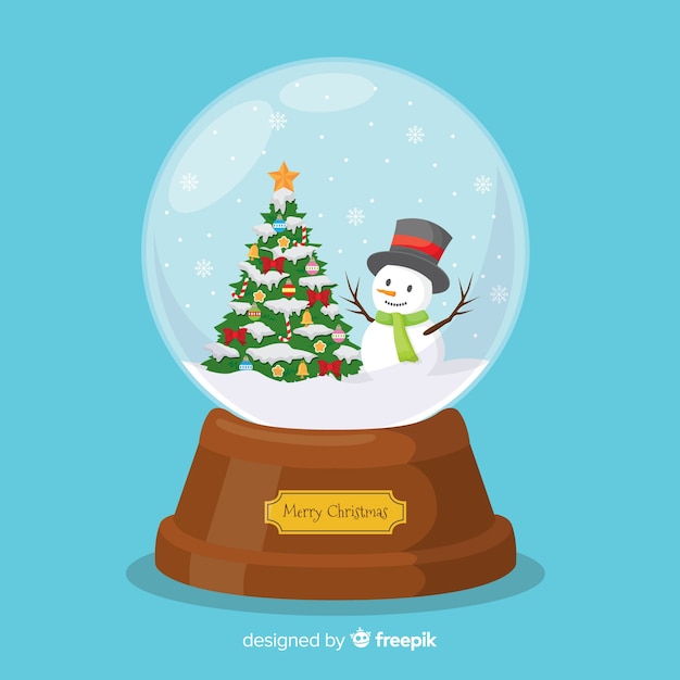 Flat christmas snowball globe concept