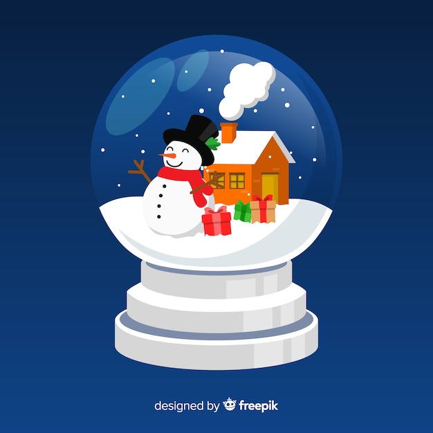 Flat christmas snowball globe