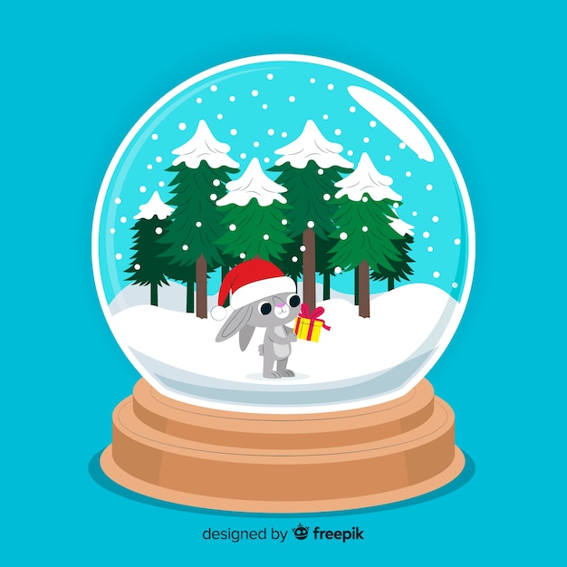 Free Vector flat christmas snowball globe