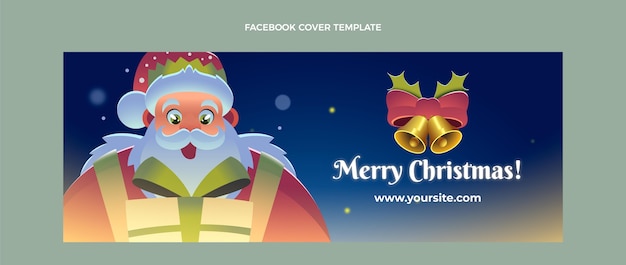 Flat christmas social media cover template