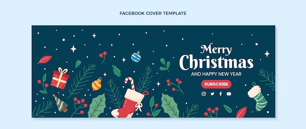 Flat christmas social media cover template