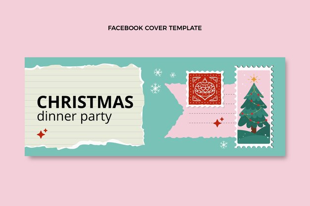 Flat christmas social media cover template